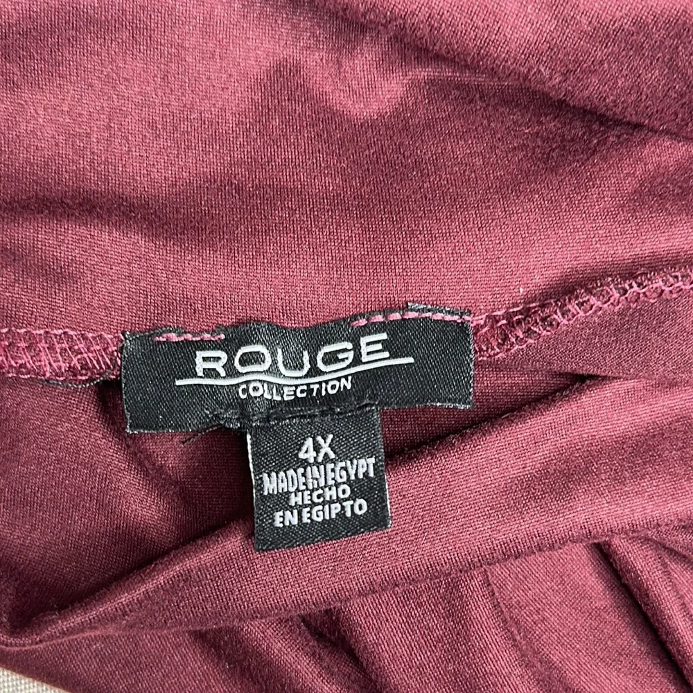 🆕NWOT Rouge Collection Plus Burgundy Cold Shoulder Turtle Neck Top, - Picture 6 of 7